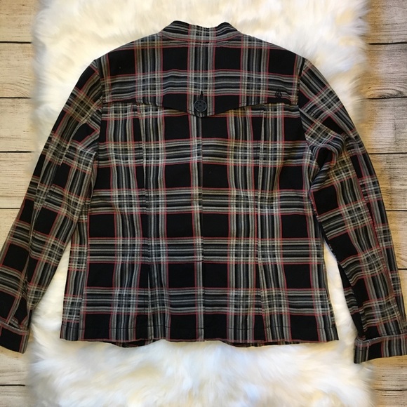 Volcom Plaid Peacoat Jacket Black Red Cotton small - Picture 3 of 8